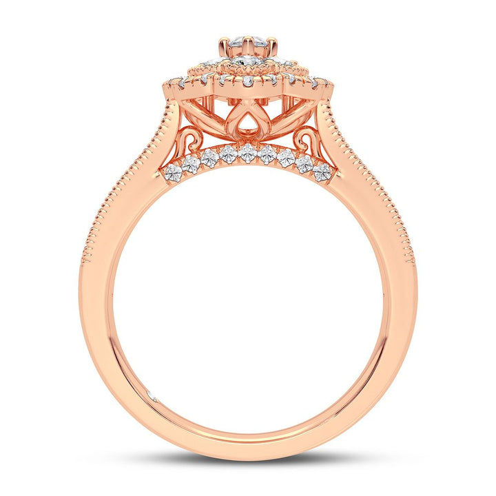 Timeless 14k Rose Gold 0.75CT Lab Diamond Engagement Ring