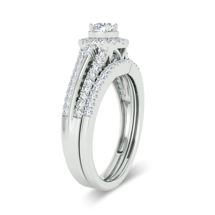 Sparkling 10k White Gold Lab Diamond Bridal Ring - 0.5ct Brilliance