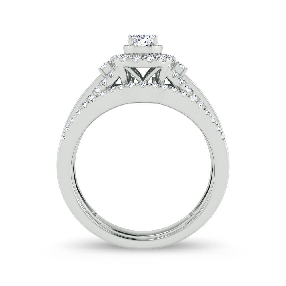 Sparkling 10k White Gold Lab Diamond Bridal Ring - 0.5ct Brilliance
