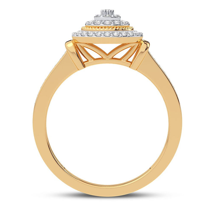 Chic 10k Yellow Gold Lab Diamond Womens Fashion Ring