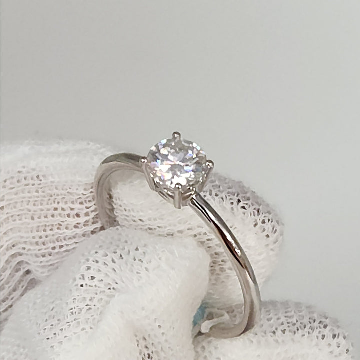 0.6 CTW Moissanite Solitaire Sterling Silver Ring size 9