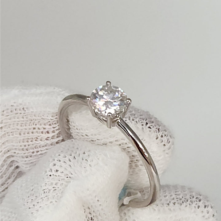 0.6 CTW Moissanite Solitaire Sterling Silver Ring size 9