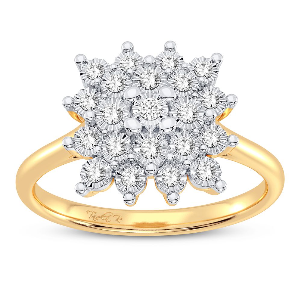 Chic 10K Yellow Gold Womens Diamond Fashion Ring 0.17CT