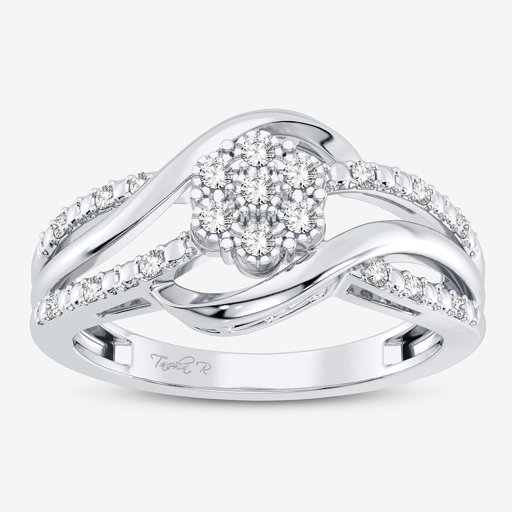 Chic 10k White Gold Diamond Accent Ring for Women