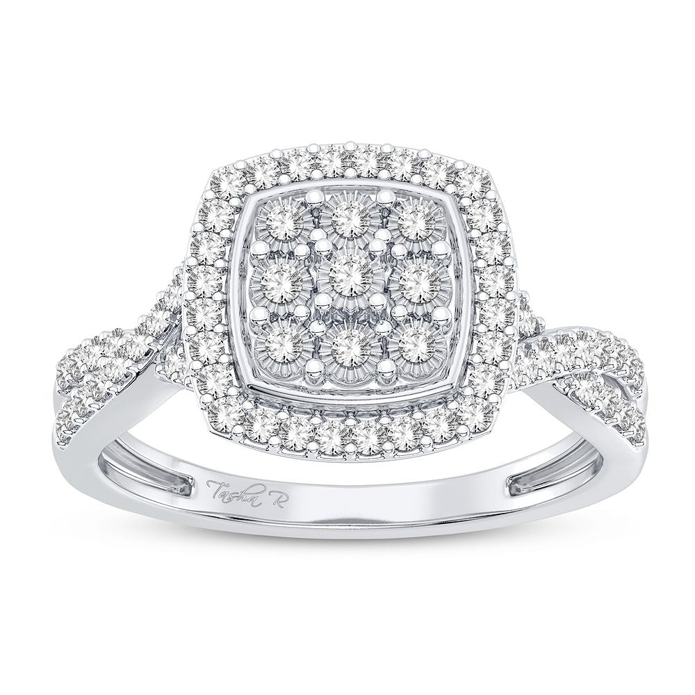 Elegant 10k White Gold 0.10CT Diamond Fashion Ring