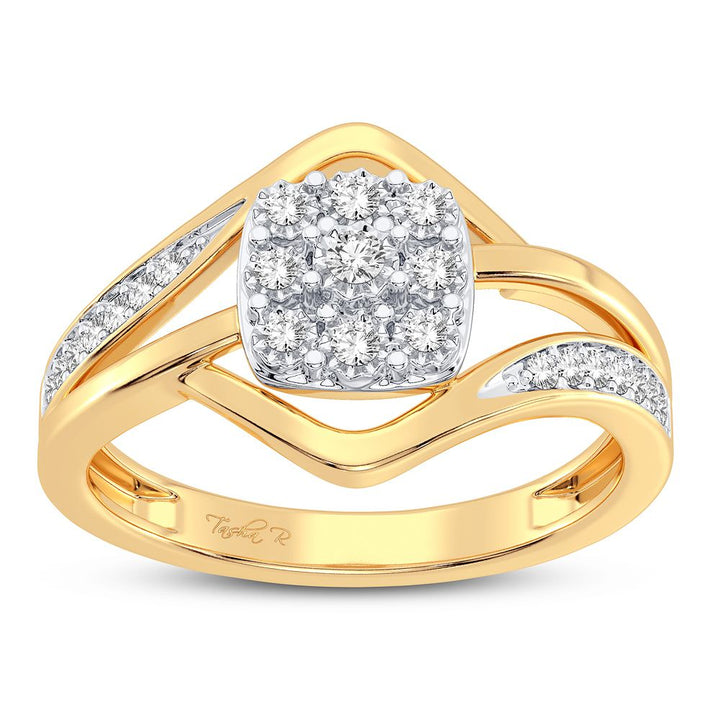 Chic 10k Yellow Gold Lab Diamond Womens Fashion Ring