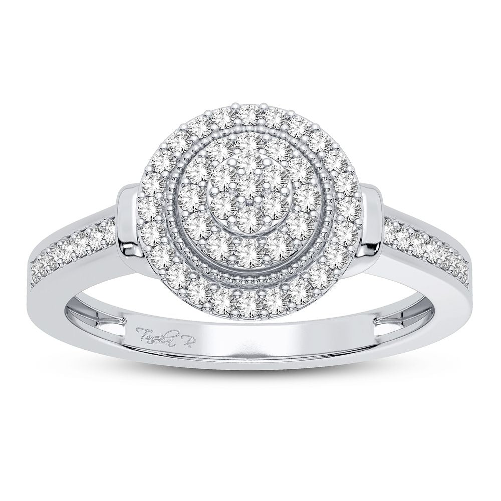 Sparkling 10k White Gold Diamond Accent Ring for Women