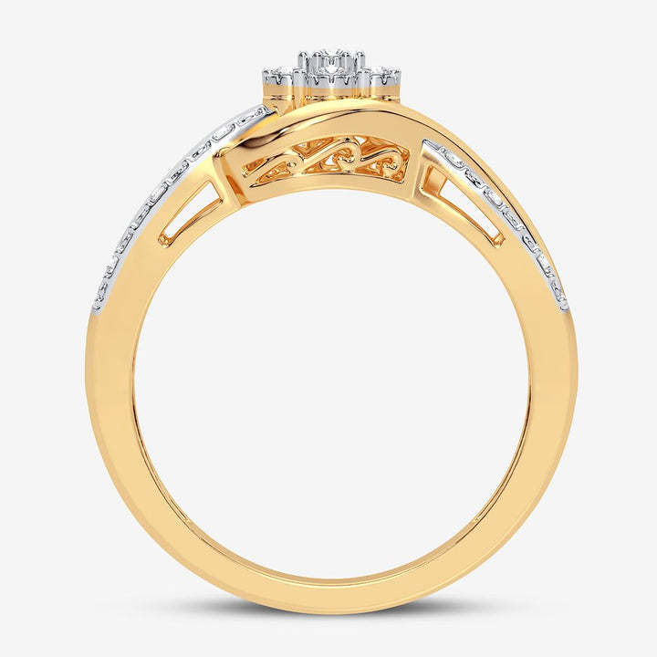 10k Yellow Gold Lab Diamond Womens Fashion Ring - 0.10CT