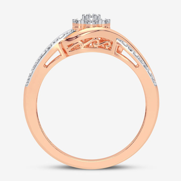 Chic 10k Rose Gold 0.10CT Lab Diamond Womens Ring