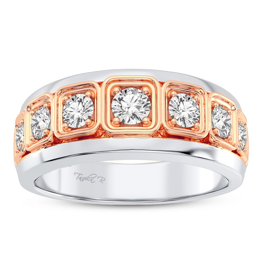 Masculine 14K White Diamond 1CT Mens Statement Ring