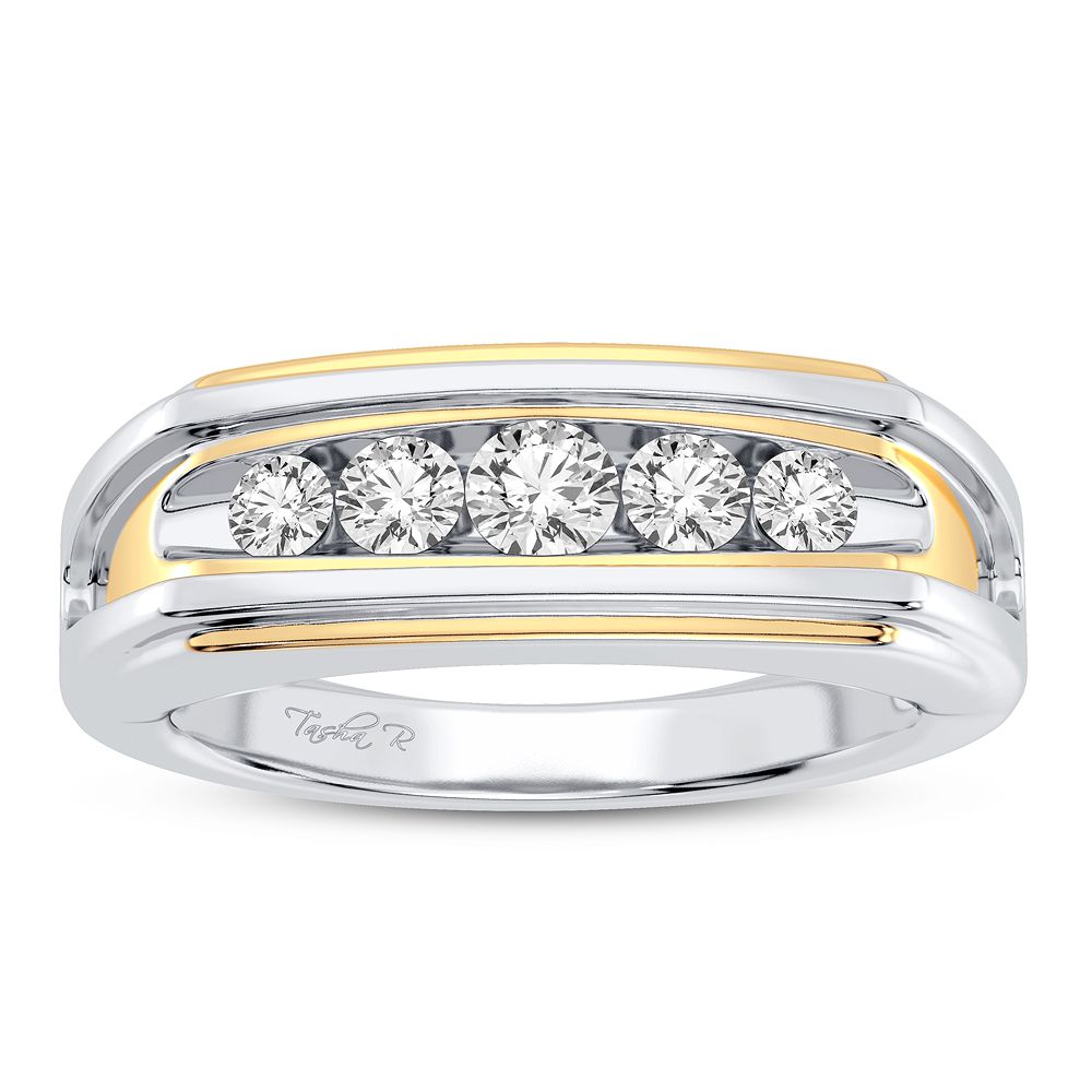 Sophisticated 14K White Gold Mens Diamond Band Ring