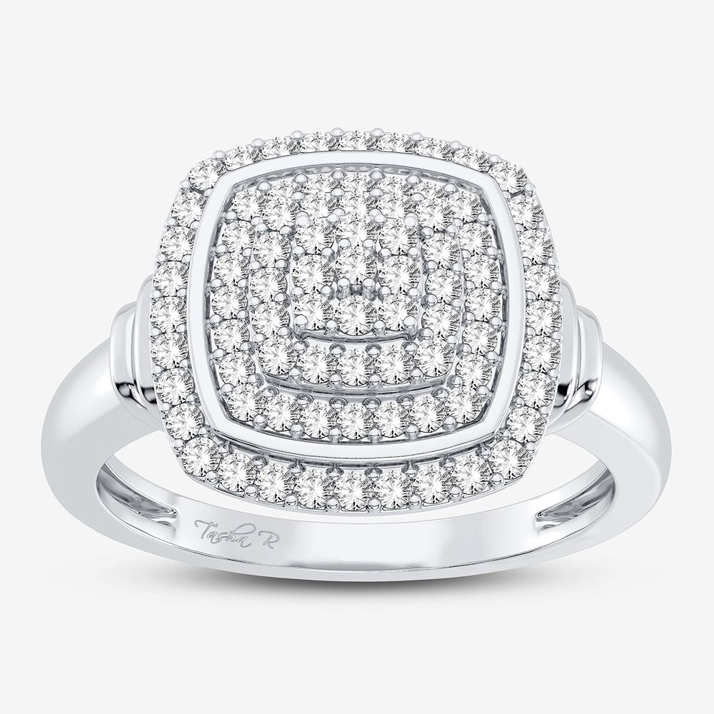 Chic 10k White Gold 0.20CT Diamond Womens Fashion Ring