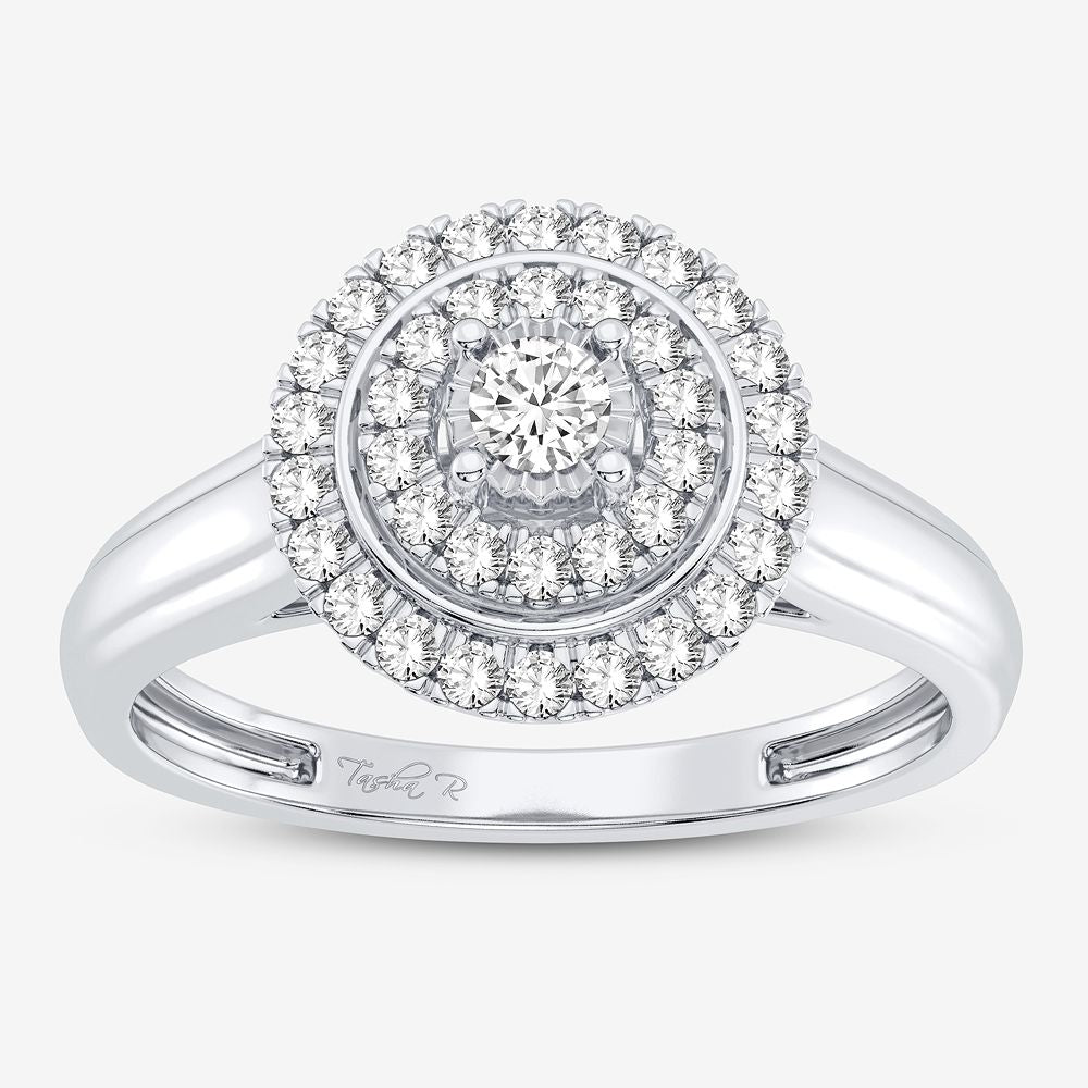 Sparkling 10k White Gold 0.25CT Diamond Womens Fashion Ring