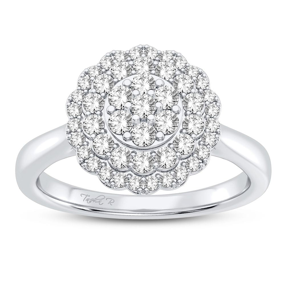 Sparkling 10k White Gold 0.50CT Diamond Womens Fashion Ring