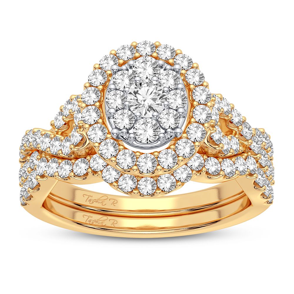 10k Yellow Gold 1CT Lab Diamond Bridal Ring for Her