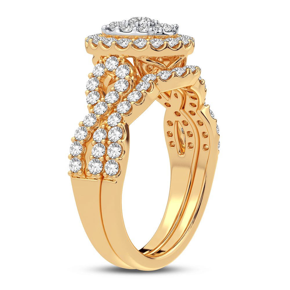 10k Yellow Gold 1CT Lab Diamond Bridal Ring for Her