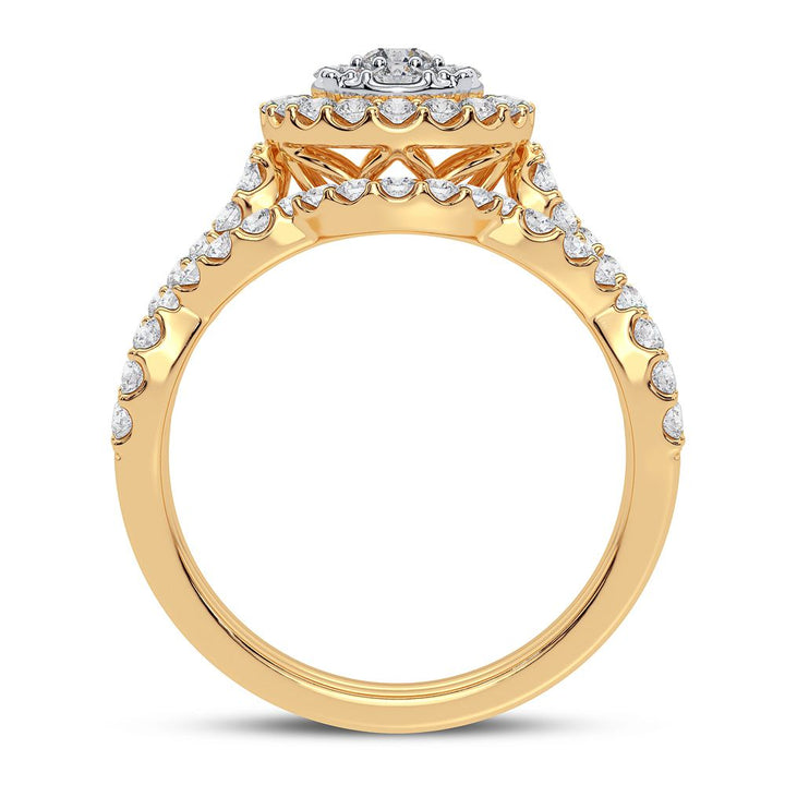 10k Yellow Gold 1CT Lab Diamond Bridal Ring for Her