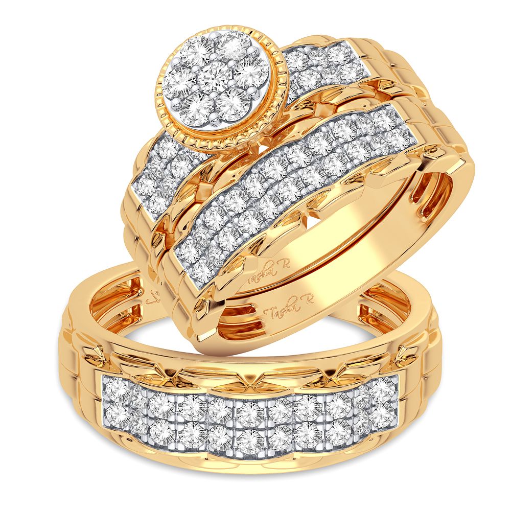 14K Yellow Gold Lab Diamond Womens Trio Jewelry Set