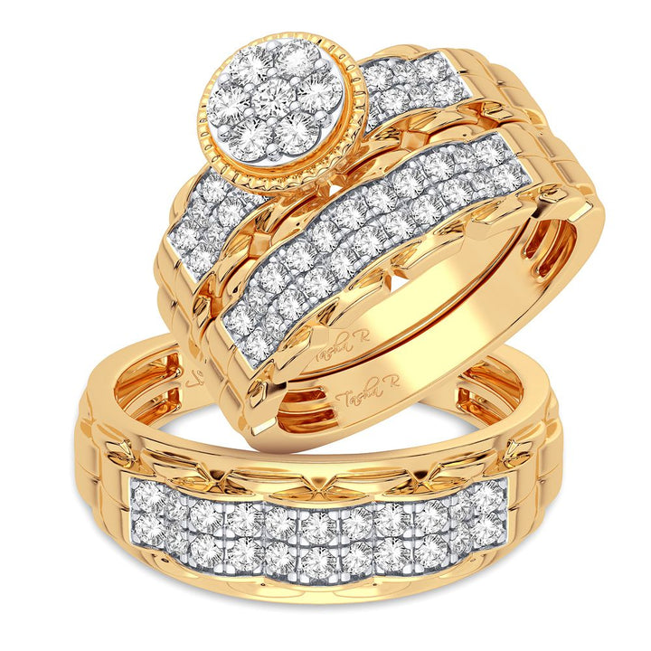 14K Yellow Gold Lab Diamond Womens Trio Jewelry Set