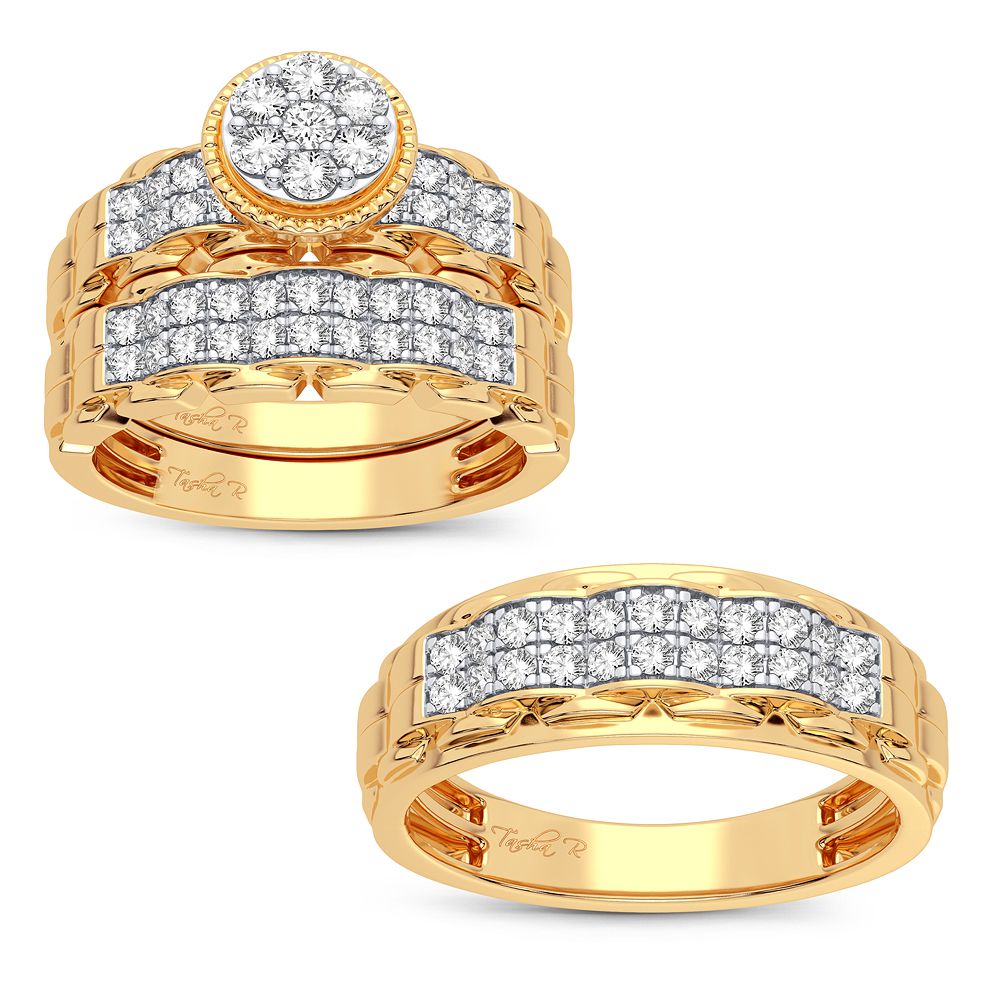 14K Yellow Gold Lab Diamond Womens Trio Jewelry Set
