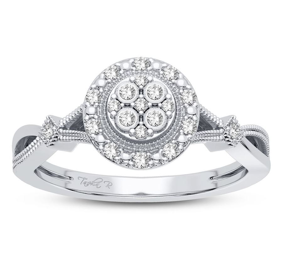 Sparkling 10k White Gold Diamond Accent Ring for Women