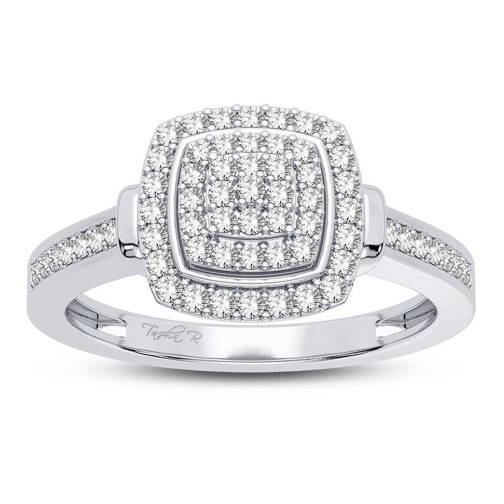 Chic 10k White Gold Lab Diamond Fashion Ring for Women