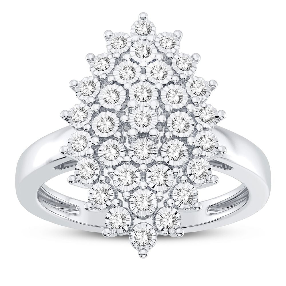 Chic 10k White Gold Diamond Accent Womens Fashion Ring