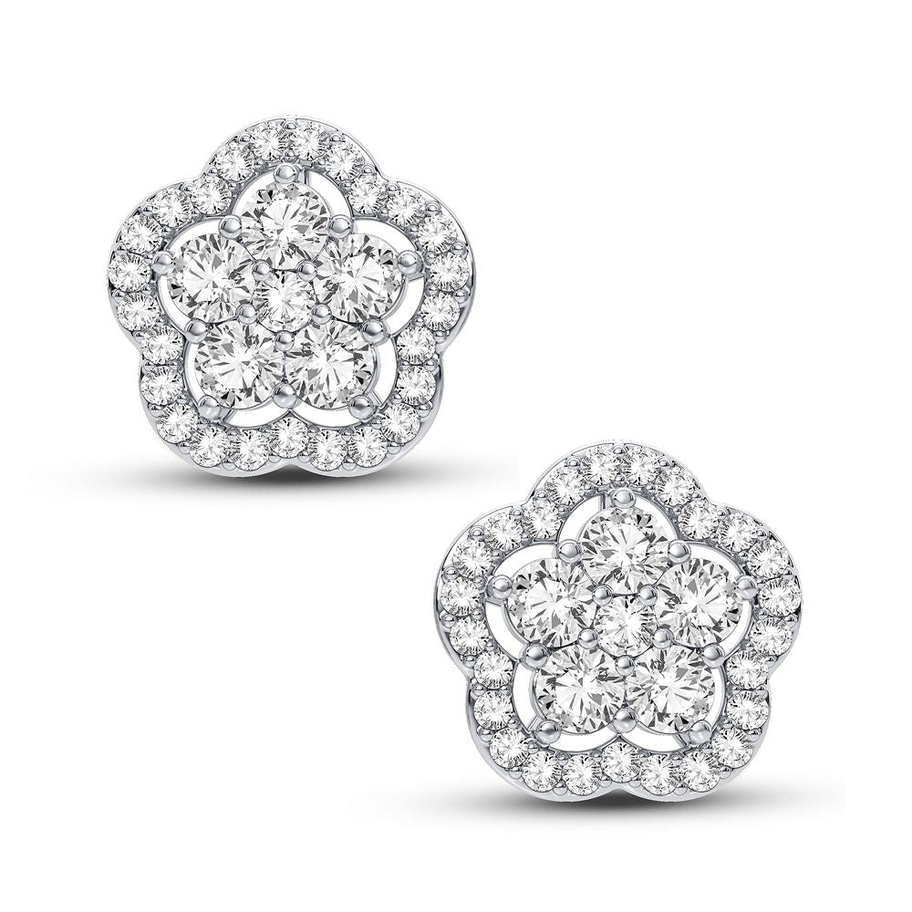 Sparkling 1CT Lab Diamond Earrings in 14k White Gold
