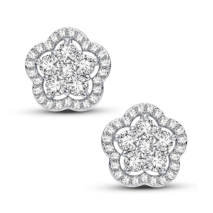 Sparkling 1CT Lab Diamond Earrings in 14k White Gold