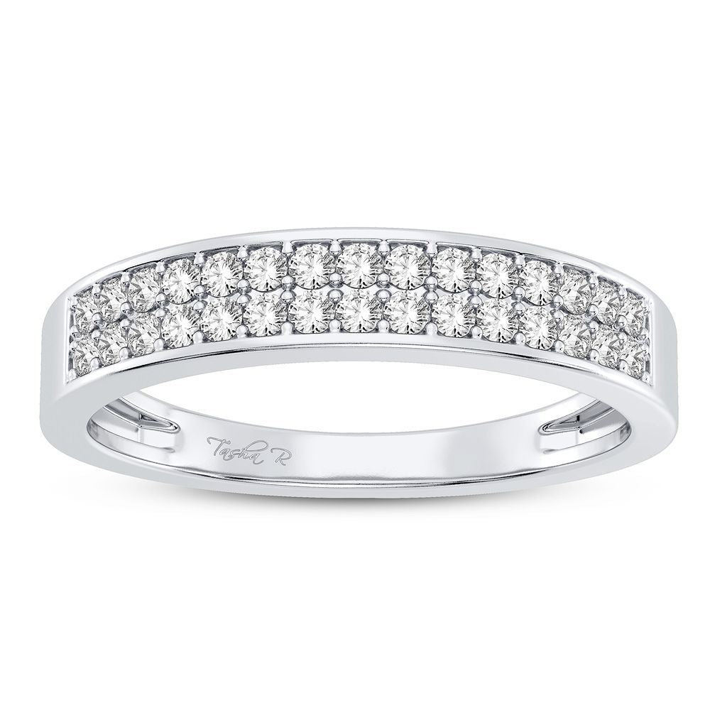 Chic 10k White Gold 0.25CT Lab Diamond Fashion Band Ring