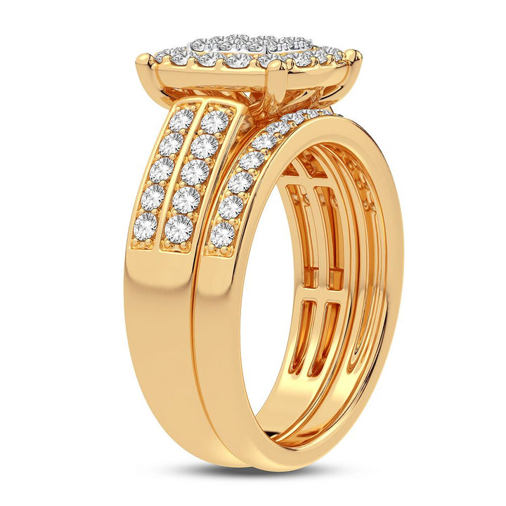 Sparkling Lab Diamond Bridal Ring in 10k Yellow Gold