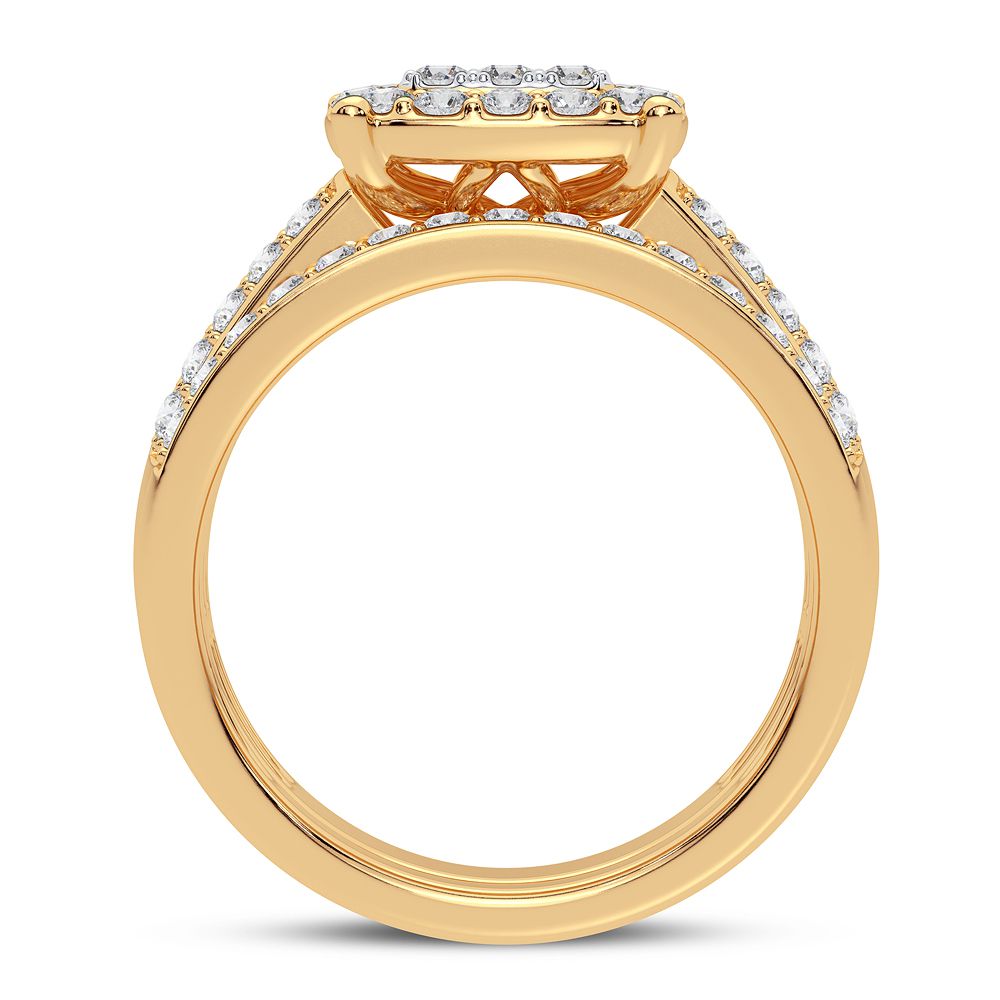 Sparkling Lab Diamond Bridal Ring in 10k Yellow Gold