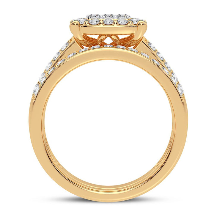 Sparkling Lab Diamond Bridal Ring in 10k Yellow Gold