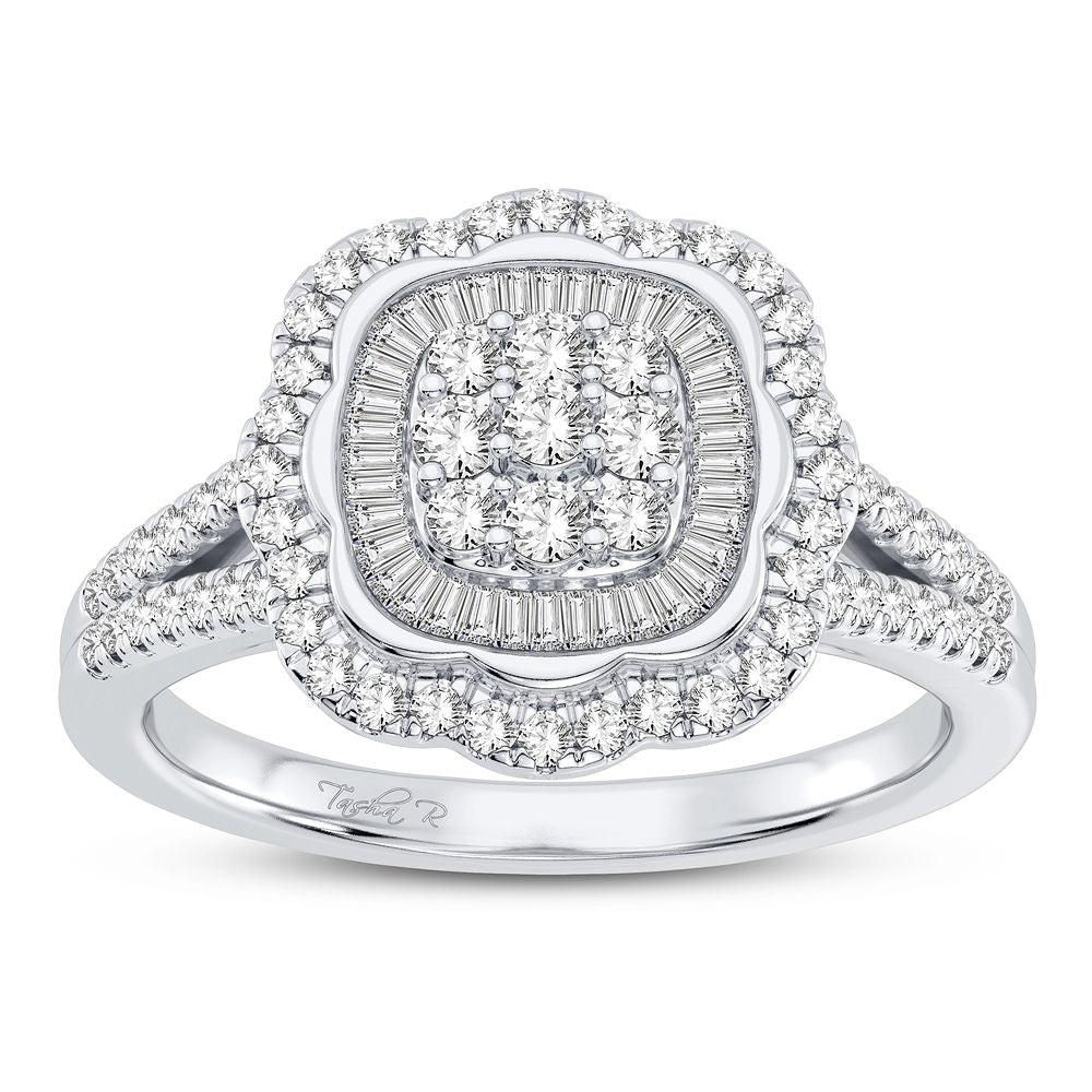 Sparkling 10k White Gold 0.50CT Diamond Fashion Ring for Women