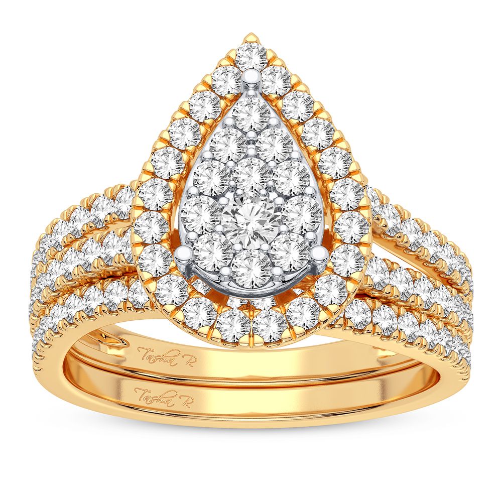 10k Yellow Gold 1CT Lab Diamond Bridal Ring for Her