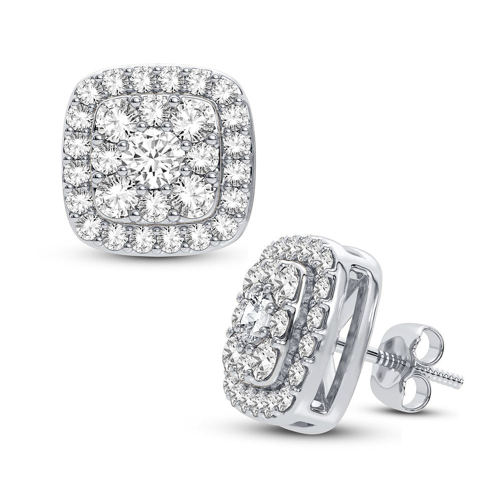Luminous 14k White Gold 0.75CT Diamond Stud Earrings for Women