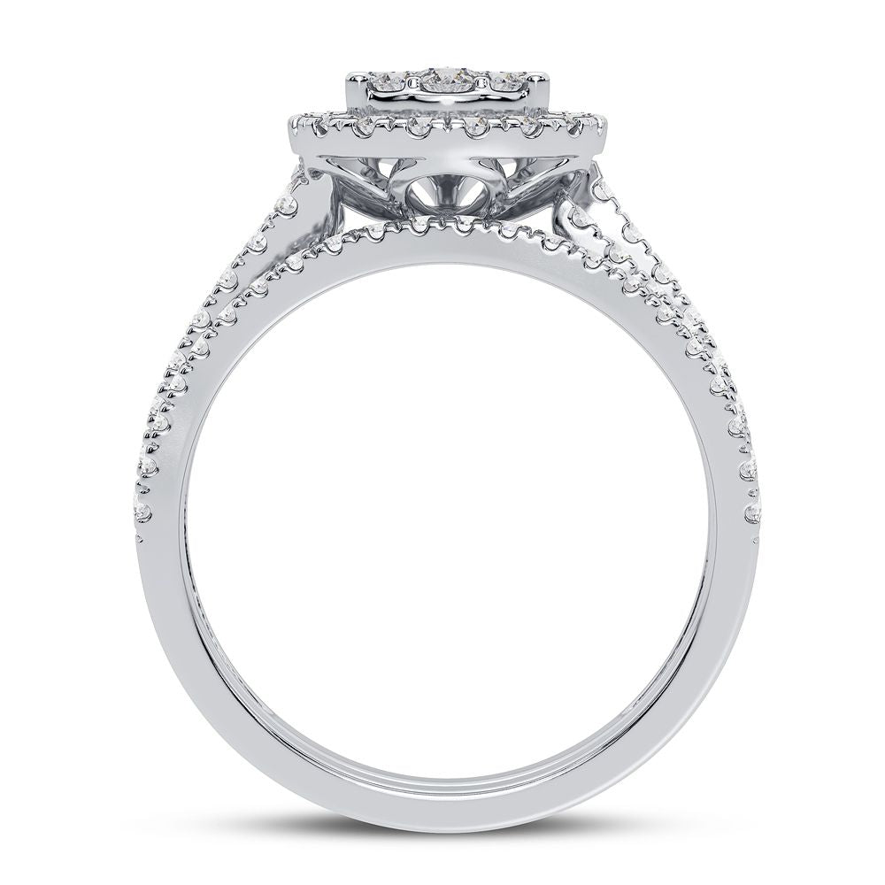 10k White Gold 1CT Lab Diamond Bridal Ring for Her