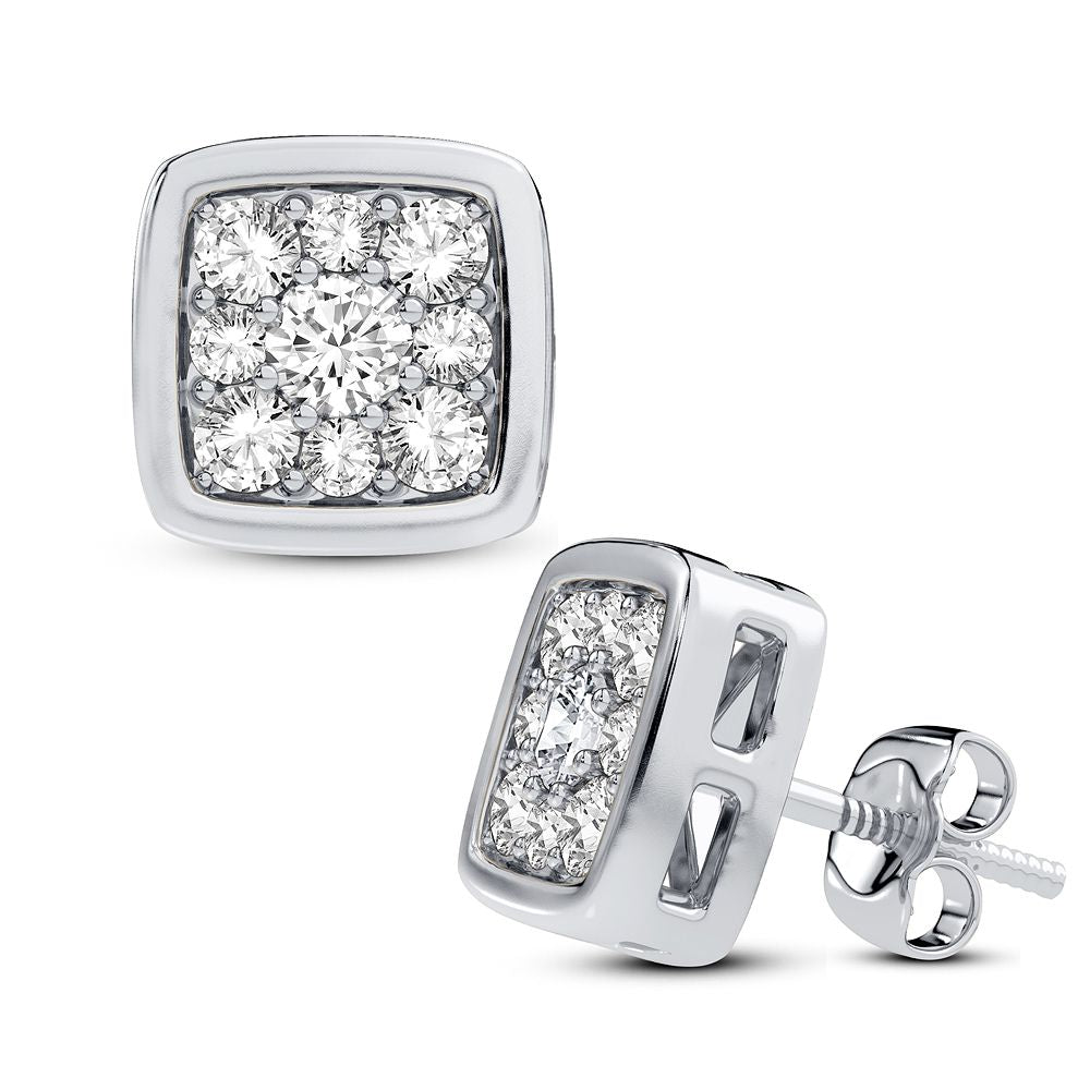 Chic 14k White Gold 0.33CT Diamond Stud Earrings for Women