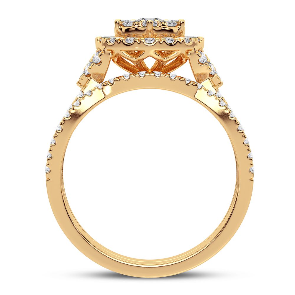 10k Yellow Gold 1CT Lab Diamond Engagement Ring for Her