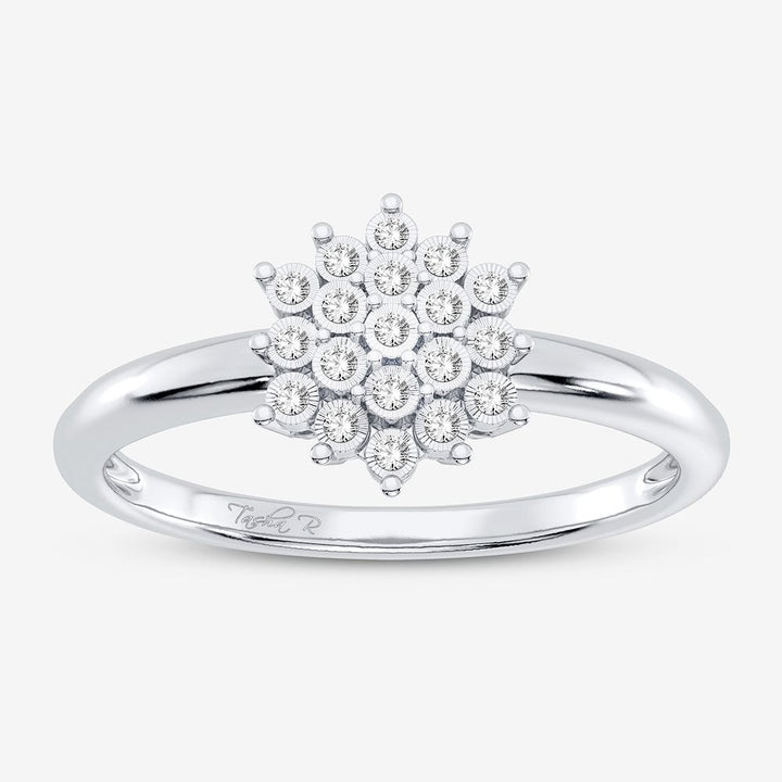 Chic 10k White Gold Lab Diamond Fashion Ring for Women