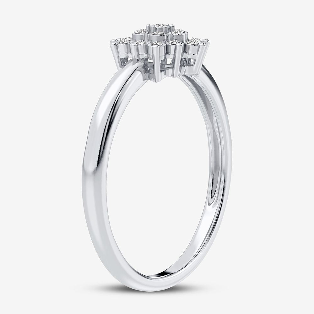 Chic 10k White Gold Lab Diamond Fashion Ring for Women