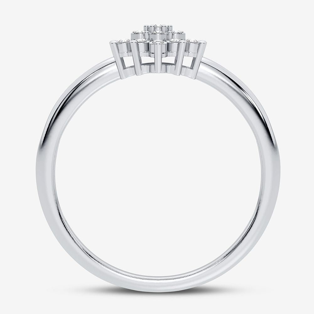 Chic 10k White Gold Lab Diamond Fashion Ring for Women