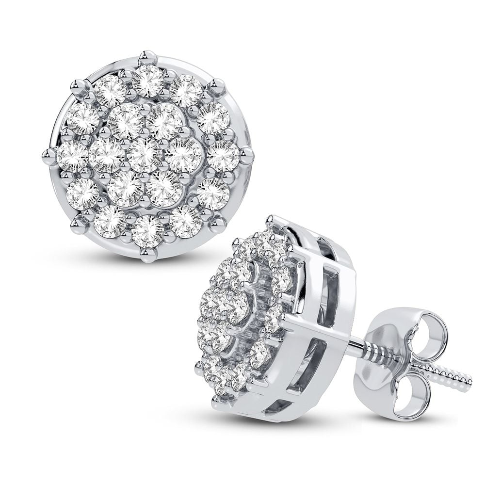 Chic 10k White Gold 0.20CT Diamond Stud Earrings for Women