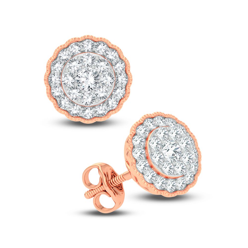 Romantic Rose Gold 0.50CT Diamond Stud Earrings for Women