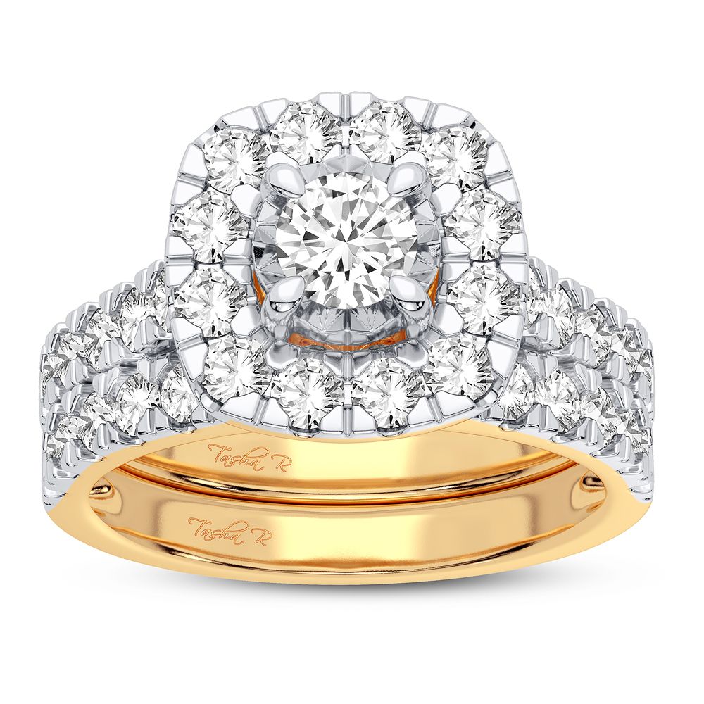 10K Yellow Gold 2CT Lab Diamond Bridal Ring for Her