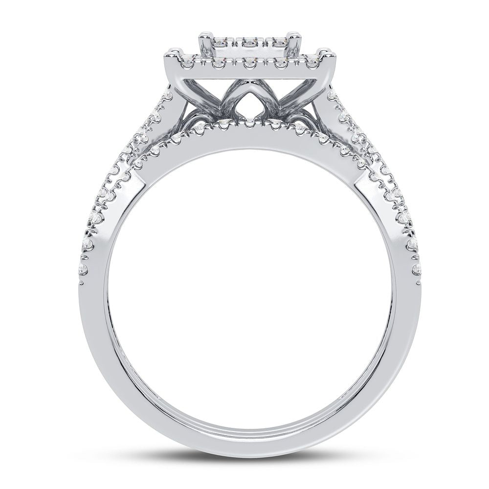 Timeless 10k White Gold 1CT Lab Diamond Bridal Ring