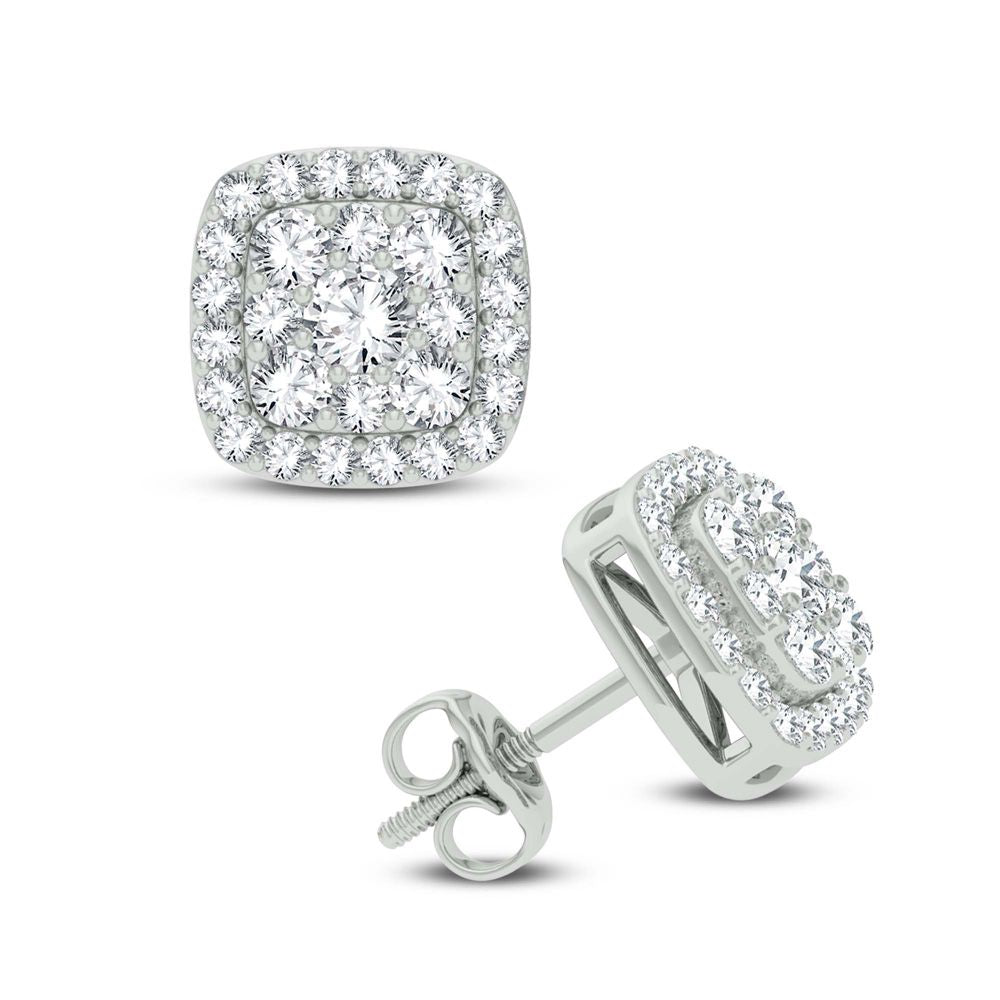 Luminous 14k White Gold 1.25ct Diamond Stud Earrings