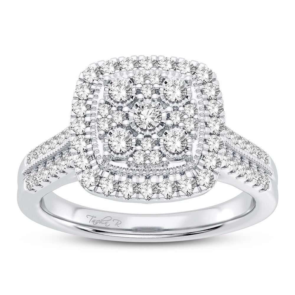 Sparkling 10k White Gold 0.50CT Diamond Fashion Ring for Her