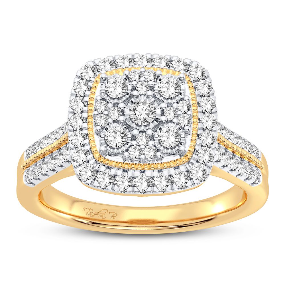 Radiant 10k Yellow Gold 0.50CT Diamond Womens Statement Ring