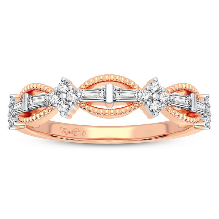 Delicate 10k Rose Gold 0.20CT Lab Diamond Fashion Band Ring